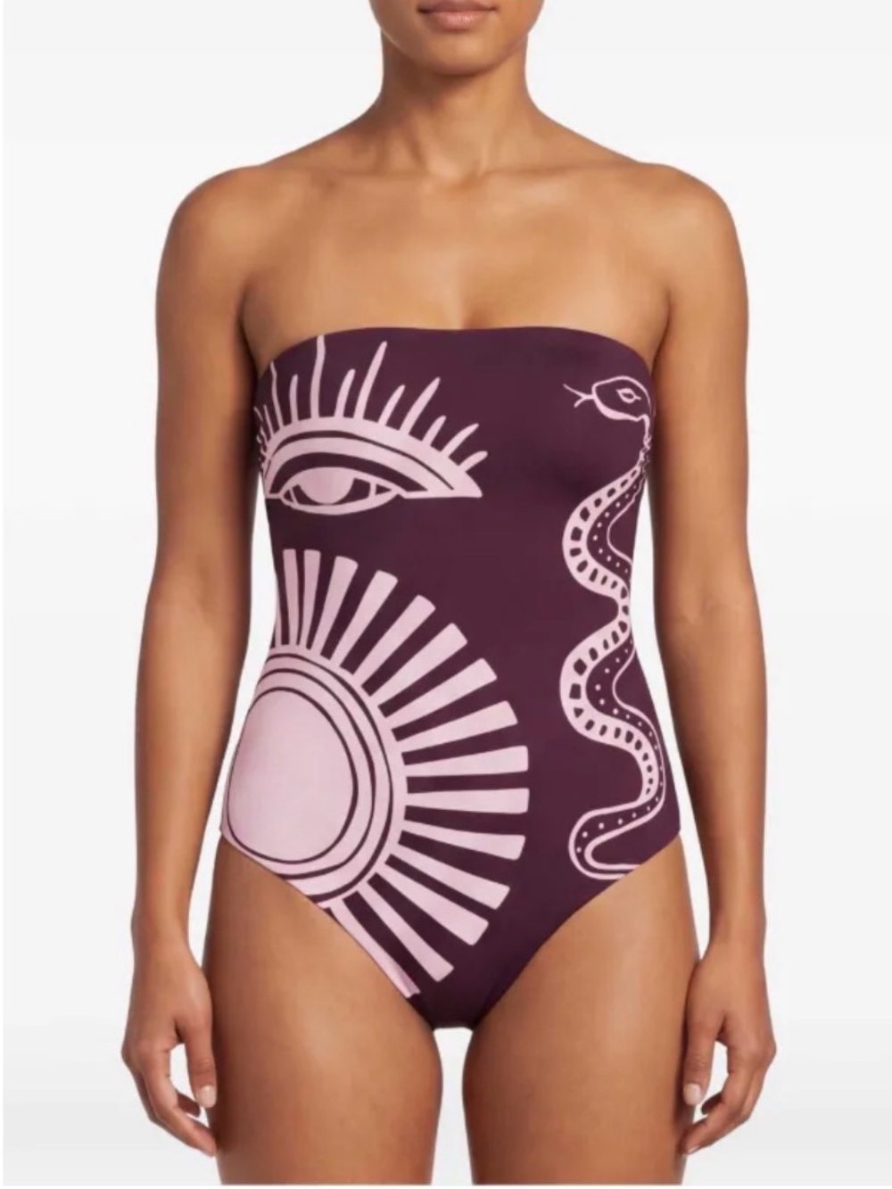 Strapless Plum One-Piece Swimsuit
